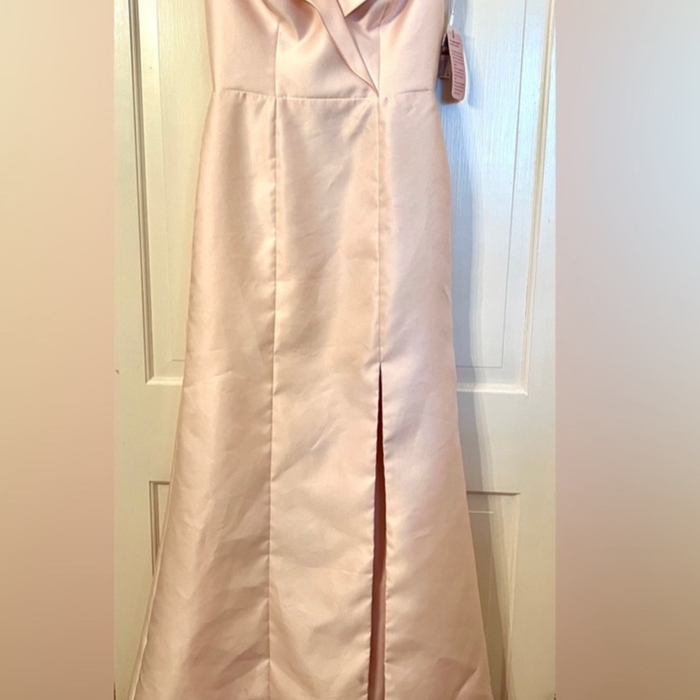 ALFRED SUNG Off The Shoulder Cuff Trumpet Gown Blush Pink Sz 6 Style D760 Flawed
